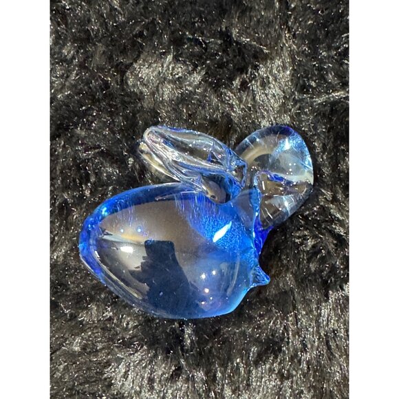 Vintage Art Glass Solid Blue Glass Bunny Figurine - Picture 4 of 8